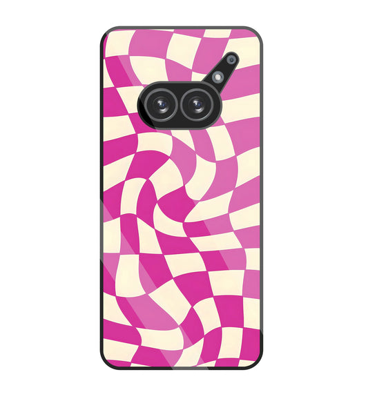 Pink And Off White Illusion Pattern glass Case For Nothing Phone 2A