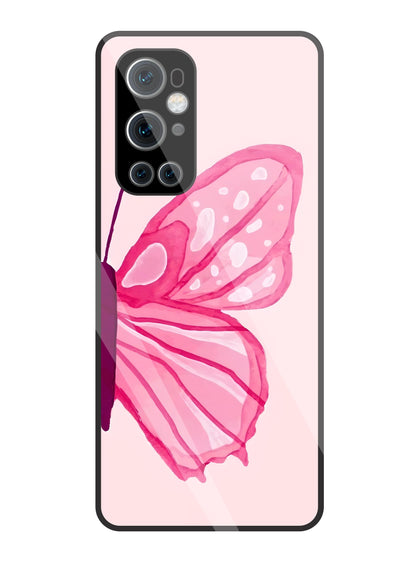 Pink ButterFly Art Glass Case For OnePlus 9 Pro