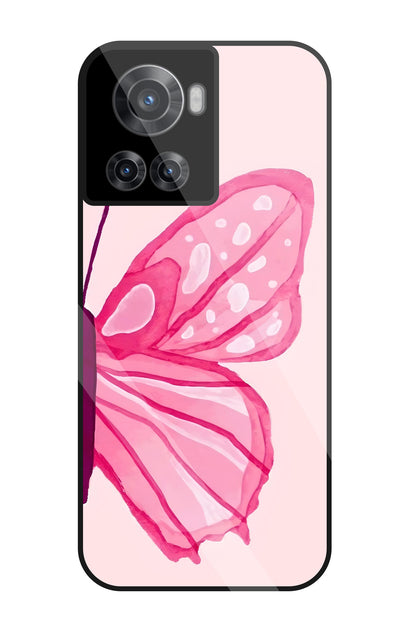 Pink ButterFly Art Glass Case For OnePlus 10R