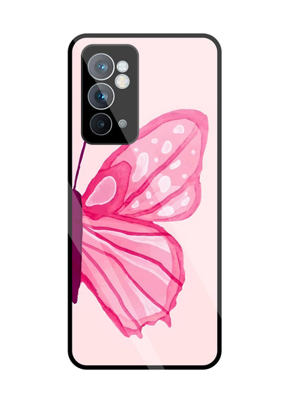 Pink ButterFly Art Glass Case For OnePlus 9RT