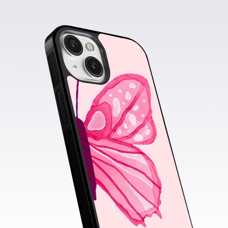 Pink ButterFly Art Glass Case For OnePlus 9RT