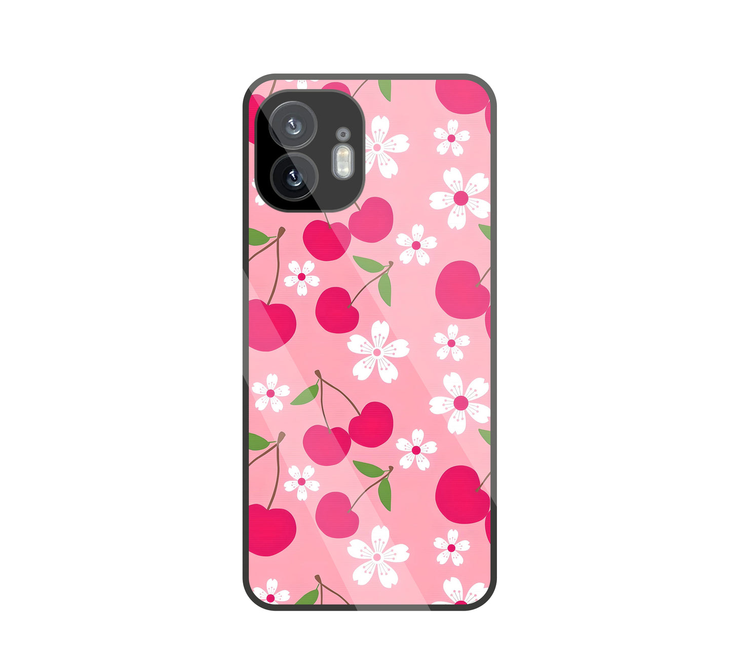 Pink Cherry With Flowers Glass Case For Nothing Phone 2