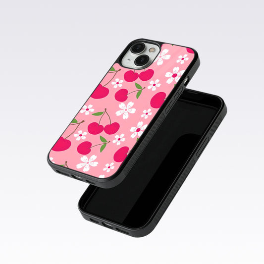 Pink Cherry With Flowers Glass Case For OnePlus 12R