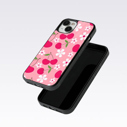 Pink Cherry With Flowers Glass Case For Nothing Phone 2