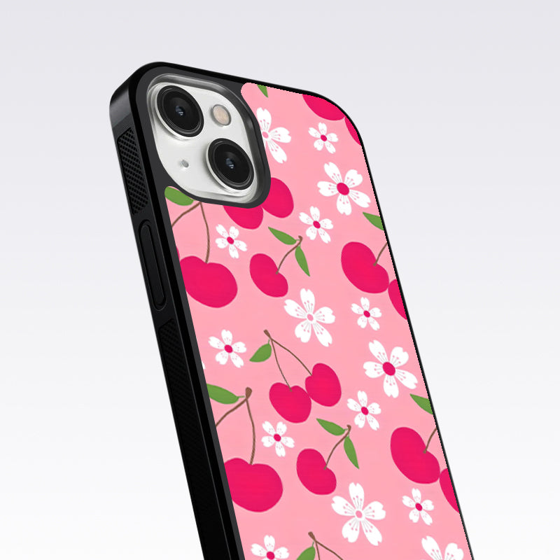 Pink Cherry With Flowers  glass Case For Nothing Phone 1
