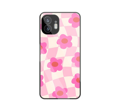 Pink Flower Glass Case For Nothing Phone 2