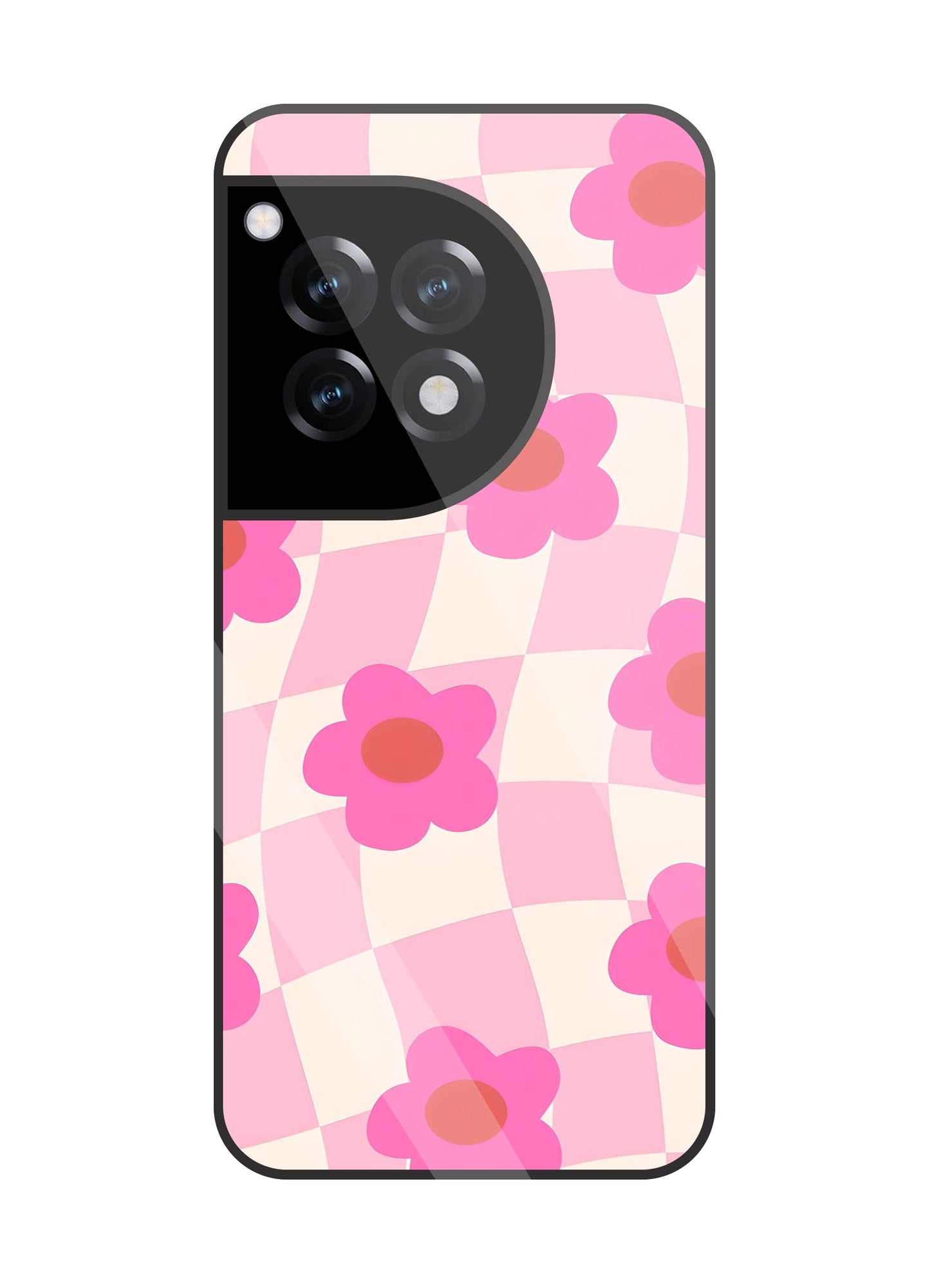 Pink Flower Glass Case For OnePlus 12R