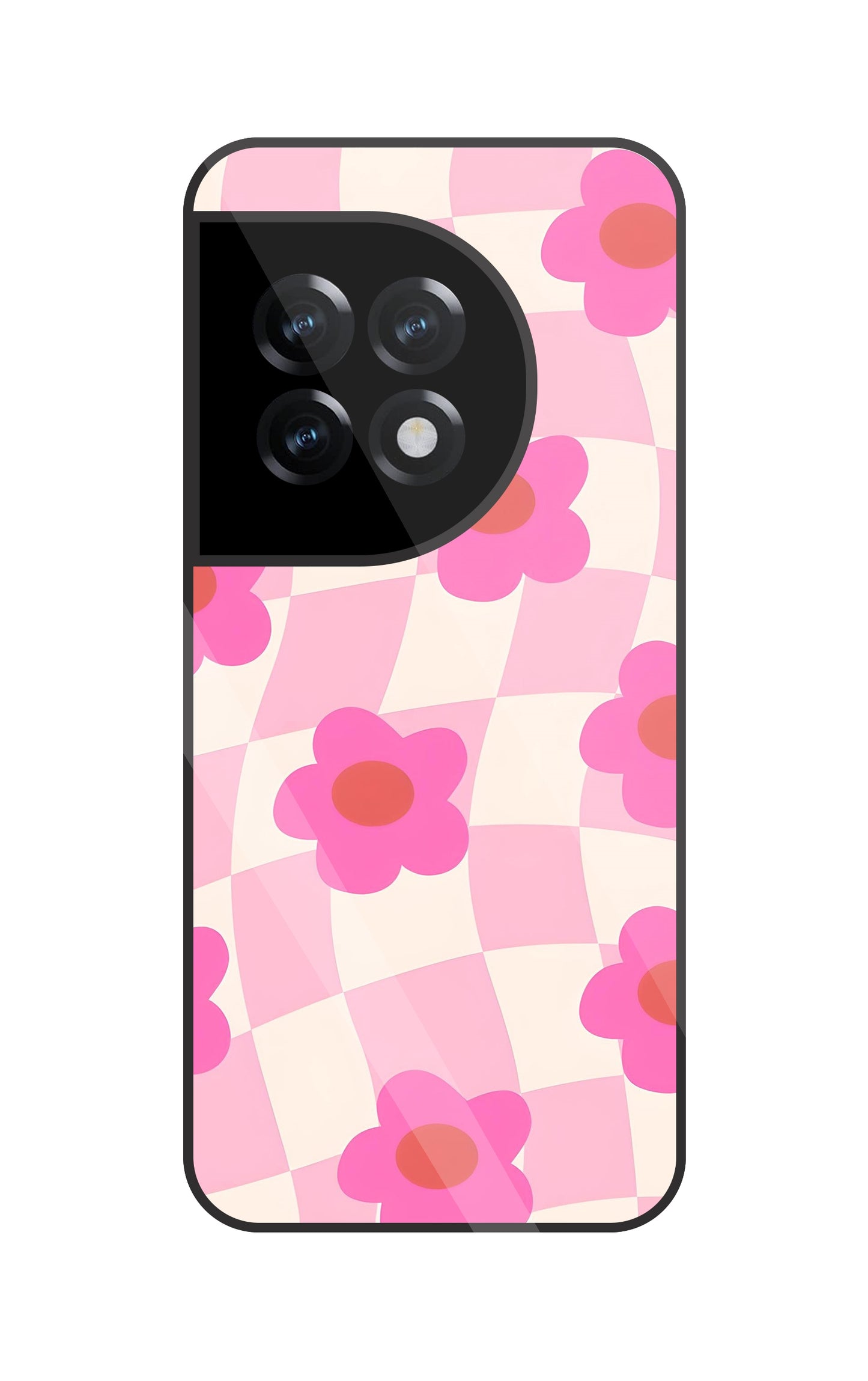 Pink Flower Glass Case For OnePlus 11R