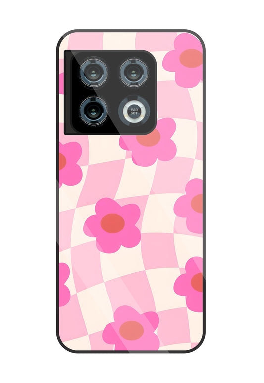 Pink Flower Glass Case For OnePlus 10 Pro