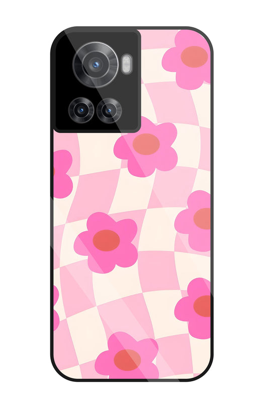 Pink Flower Glass Case For OnePlus 10R