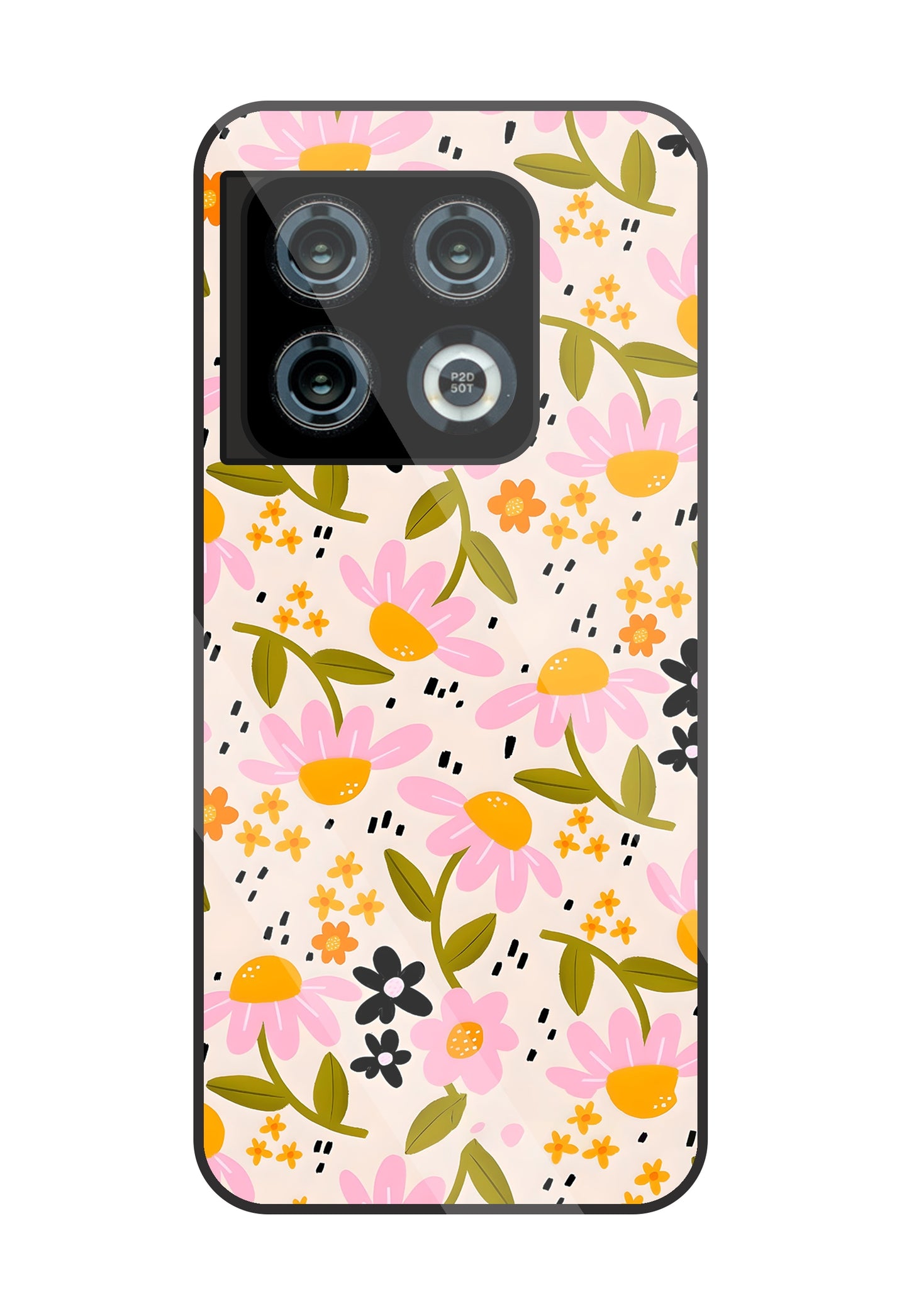 Pink & Yellow Flowers Glass Case For OnePlus 10 Pro