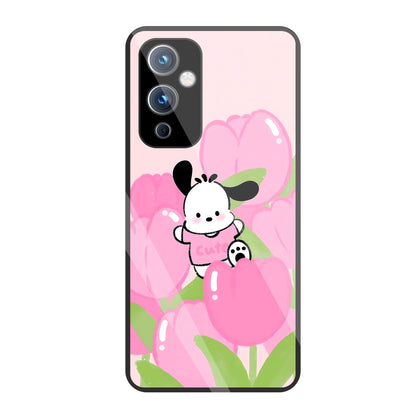 Pochacco Puppy & Rose Glass Case For OnePlus 9