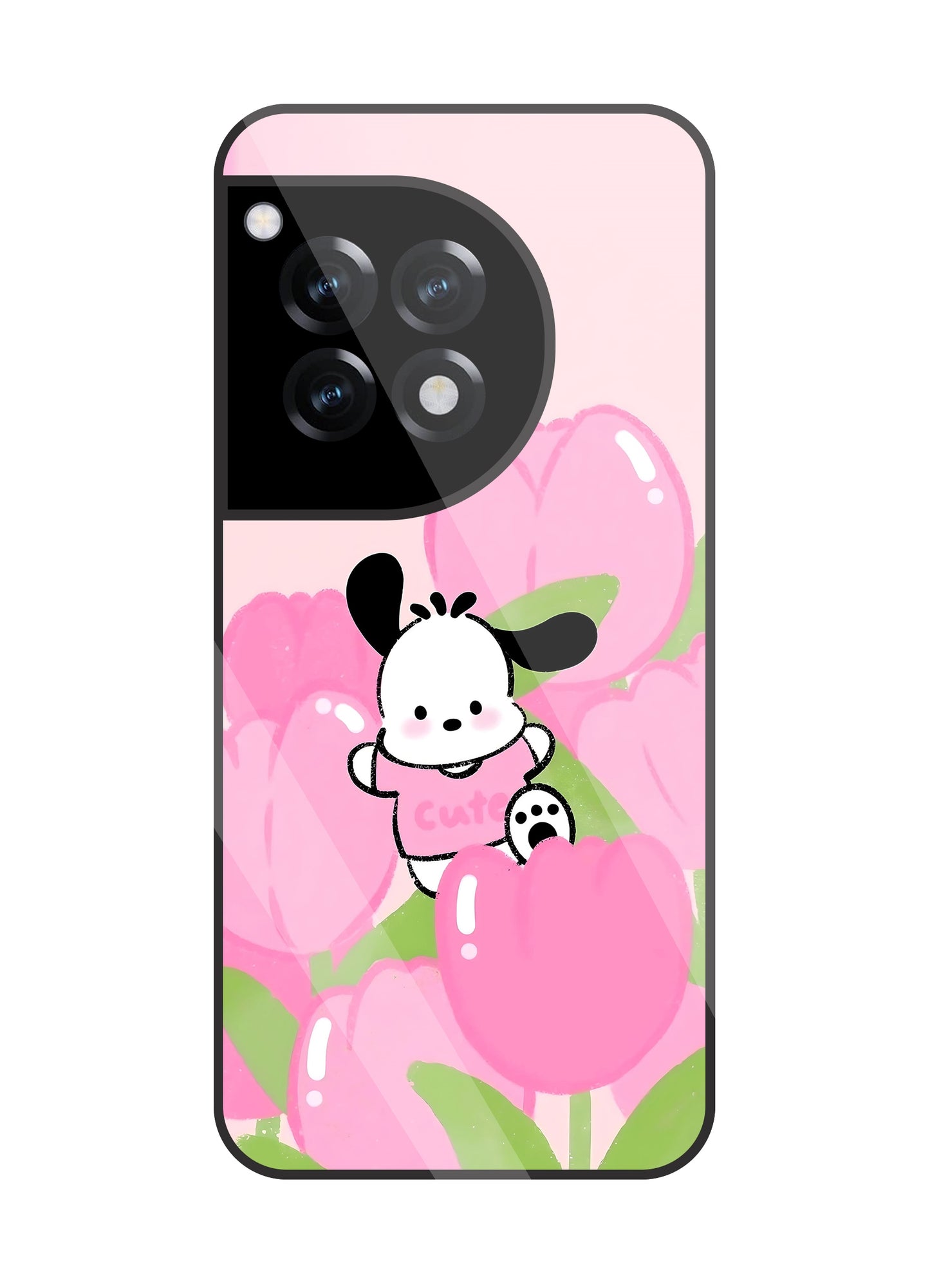 Pochacco Puppy & Rose Glass Case For OnePlus 12R
