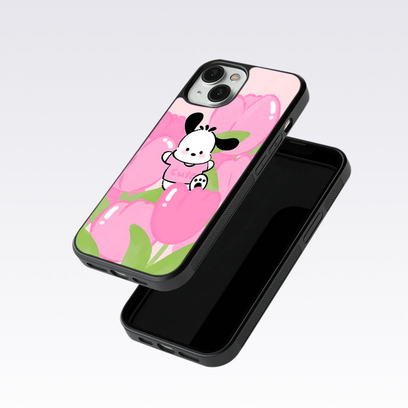 Pochacco Puppy & Rose Glass Case For OnePlus 10R