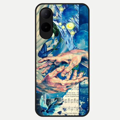  Aesthetic Divider Glass Case For Poco C85x back cover – full design glossy printed glass finish