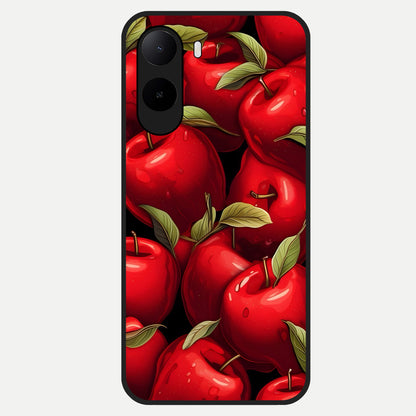  Apple Pattern Glass Case For Poco C85x back cover – full design glossy printed glass finish