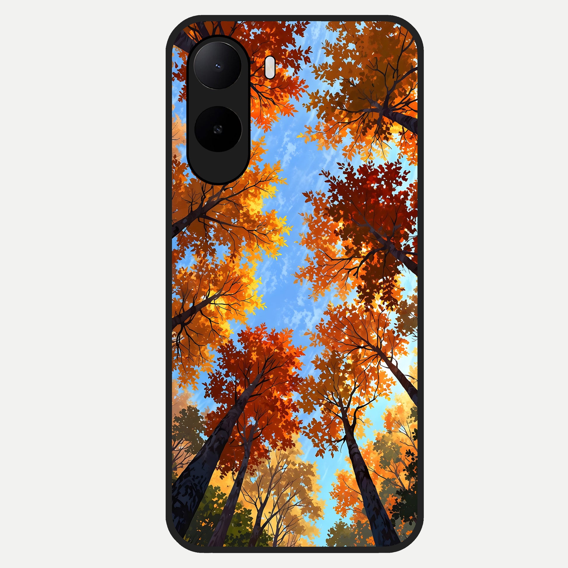  Autumn Sky Rise Glass Case For Poco C85x back cover – full design glossy printed glass finish