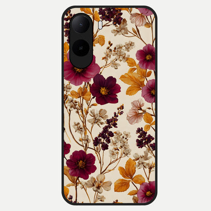  Autumn Wine Bloom Glass Case For Poco C85x back cover – full design glossy printed glass finish