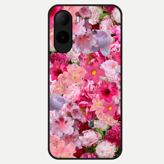 Bloom Crush Fantasy Glass Case For Poco C85x back cover – full design glossy printed glass finish