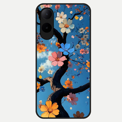  Blossom Dream Sky Glass Case For Poco C85x back cover – full design glossy printed glass finish