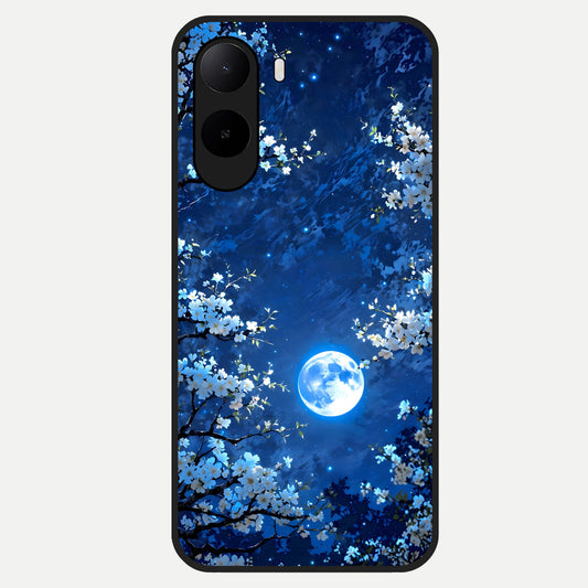  Blossom Moonlight Sky Glass Case For Poco C85x back cover – full design glossy printed glass finish