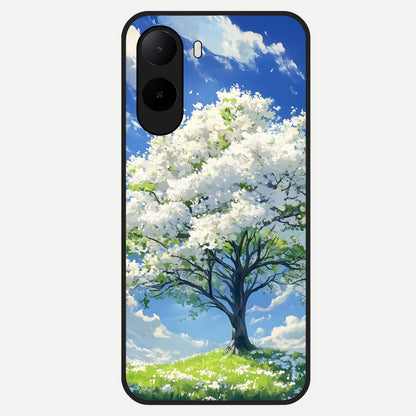  Blossom Sky Serenity Glass Case For Poco C85x back cover – full design glossy printed glass finish