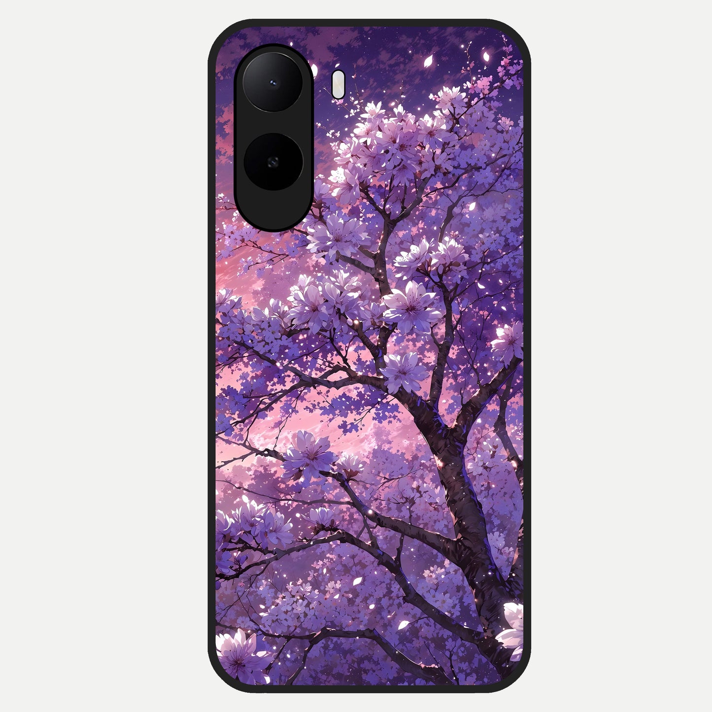  Blossom Tree Glass Case For Poco C85x back cover – full design glossy printed glass finish