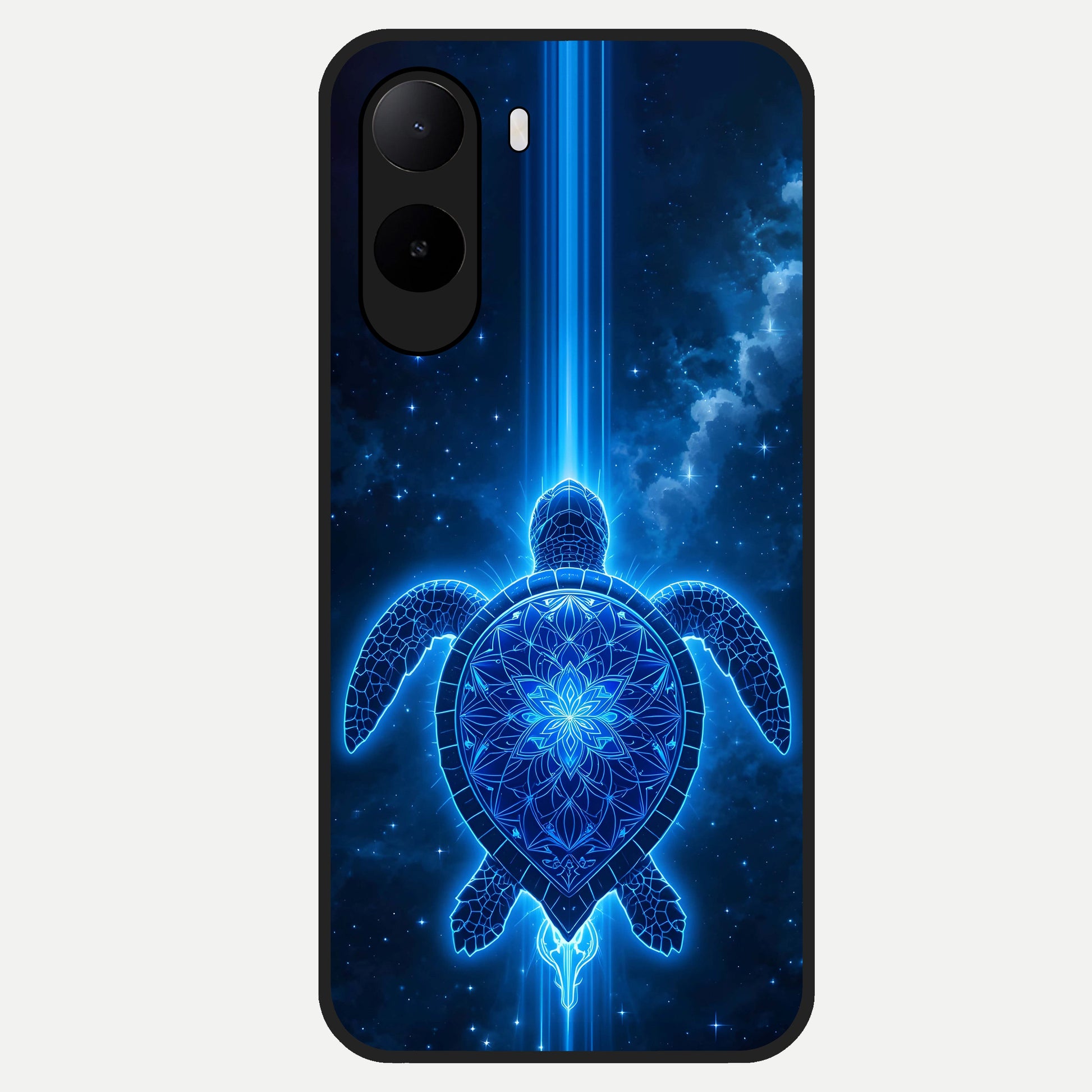  Blue Galaxy Turtle Glass Case For Poco C85x back cover – full design glossy printed glass finish