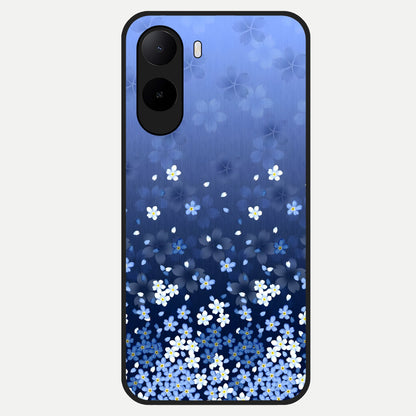  Blue Starry Glass Case For Poco C85x back cover – full design glossy printed glass finish