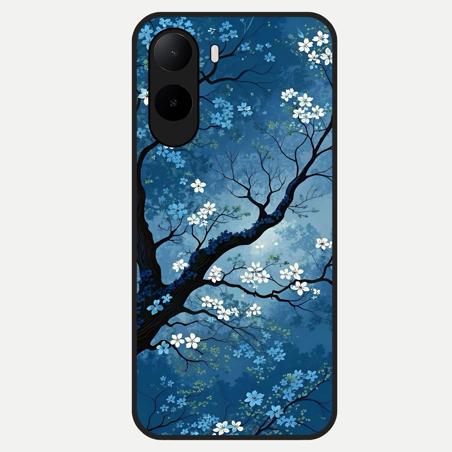  Blue Tree Serenity Glass Case For Poco C85x back cover – full design glossy printed glass finish