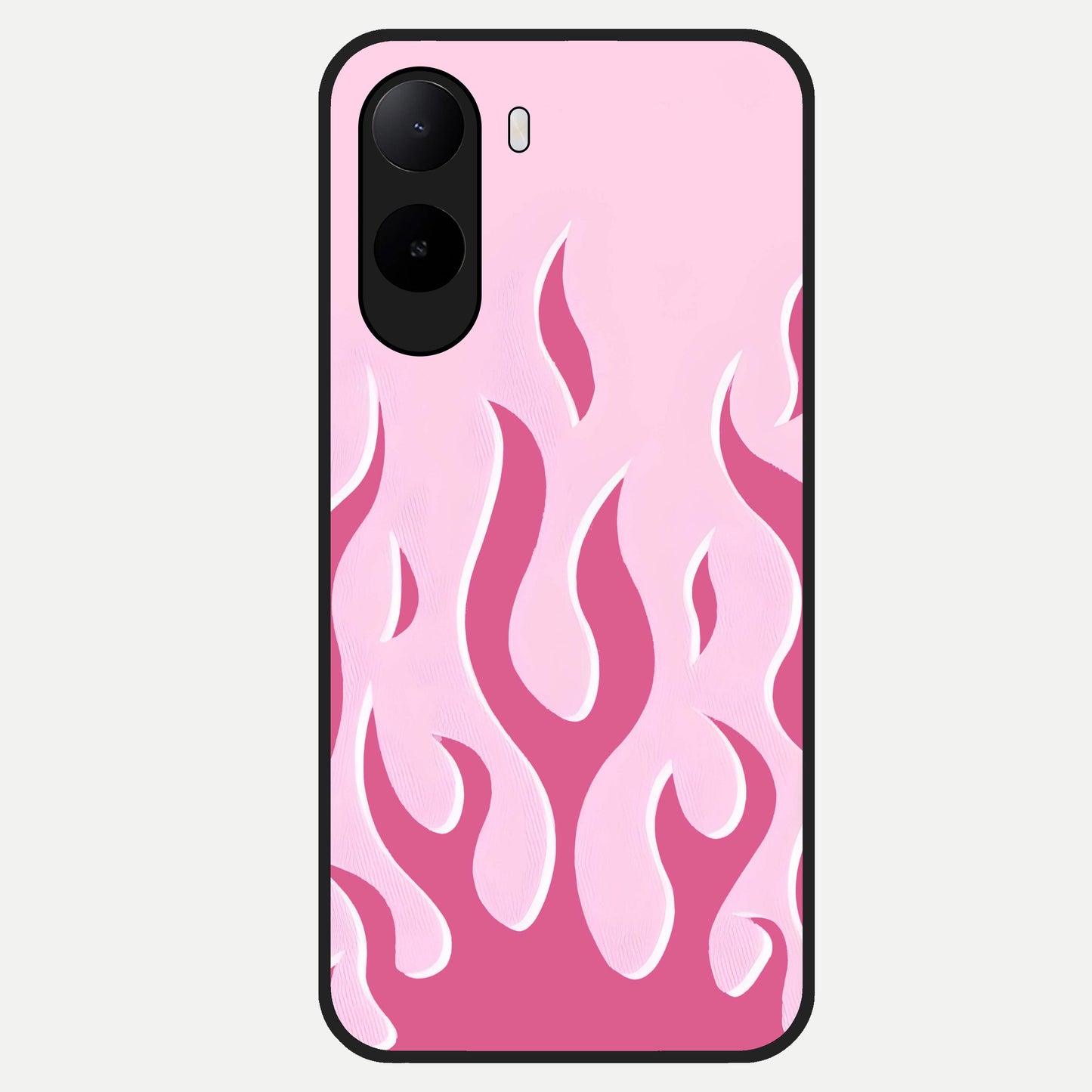  Blush Flame Energy Glass Case For Poco C85x back cover – full design glossy printed glass finish