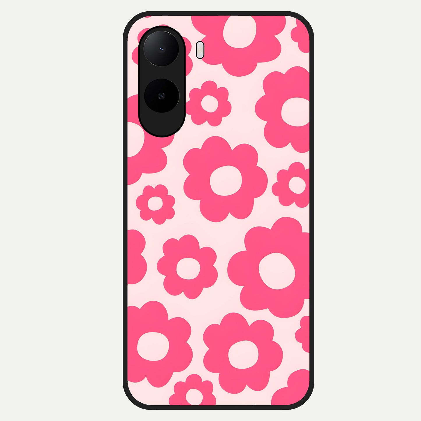  Blush Flower Pop Glass Case For Poco C85x back cover – full design glossy printed glass finish