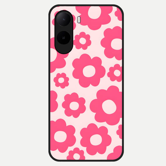  Blush Flower Pop Glass Case For Poco C85x back cover – full design glossy printed glass finish
