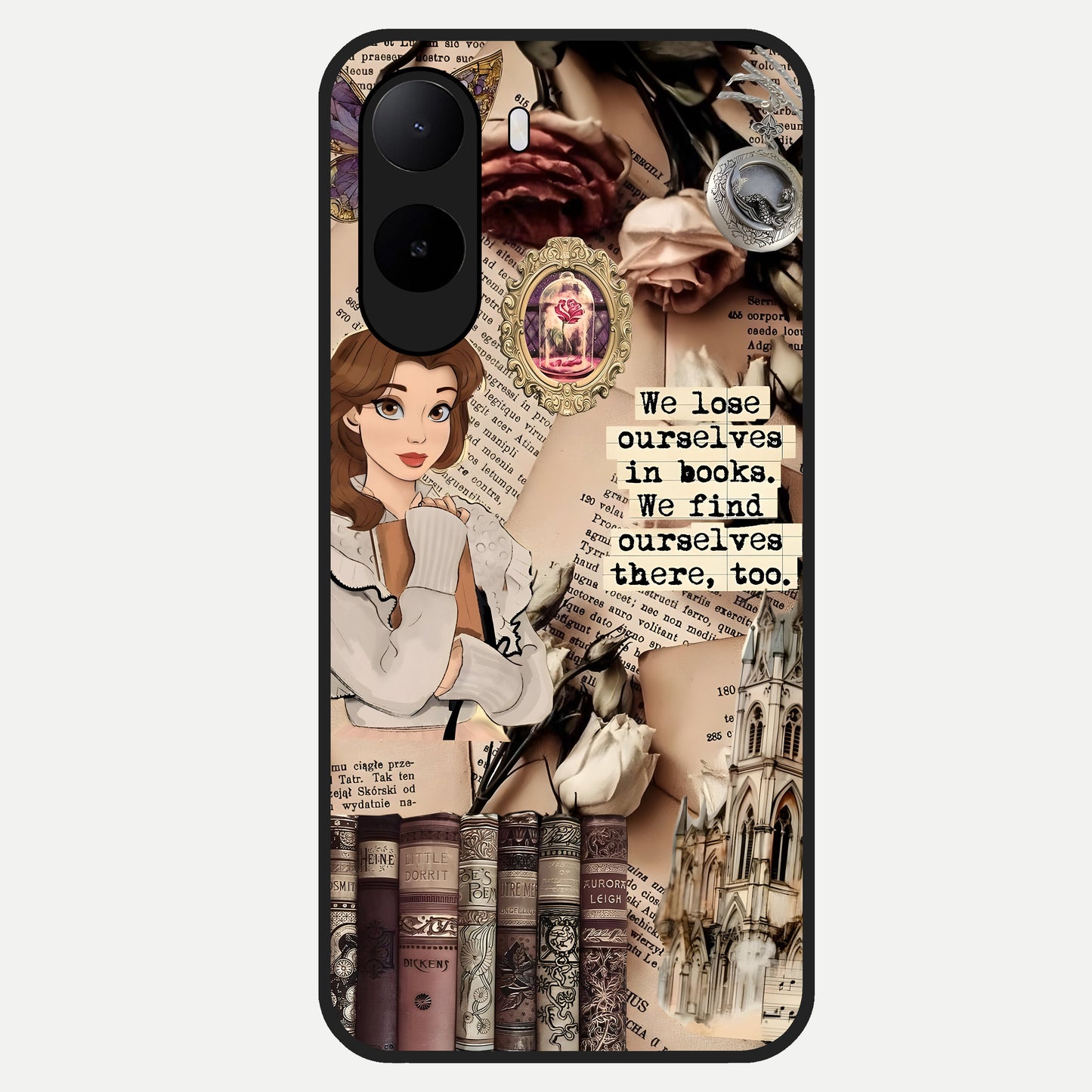  Bookish Dream World Glass Case For Poco C85x back cover – full design glossy printed glass finish