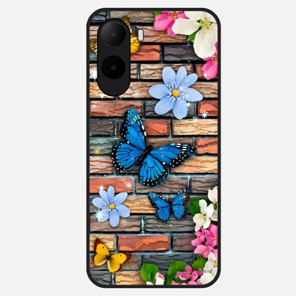  Brick Bloom Flight Glass Case For Poco C85x back cover – full design glossy printed glass finish