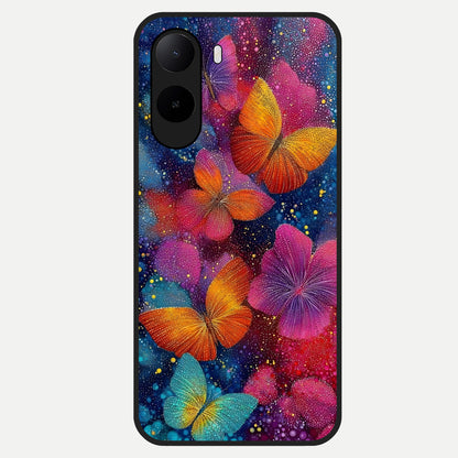 Butterfly Dream Mist Glass Case For Poco C85x back cover – full design glossy printed glass finish