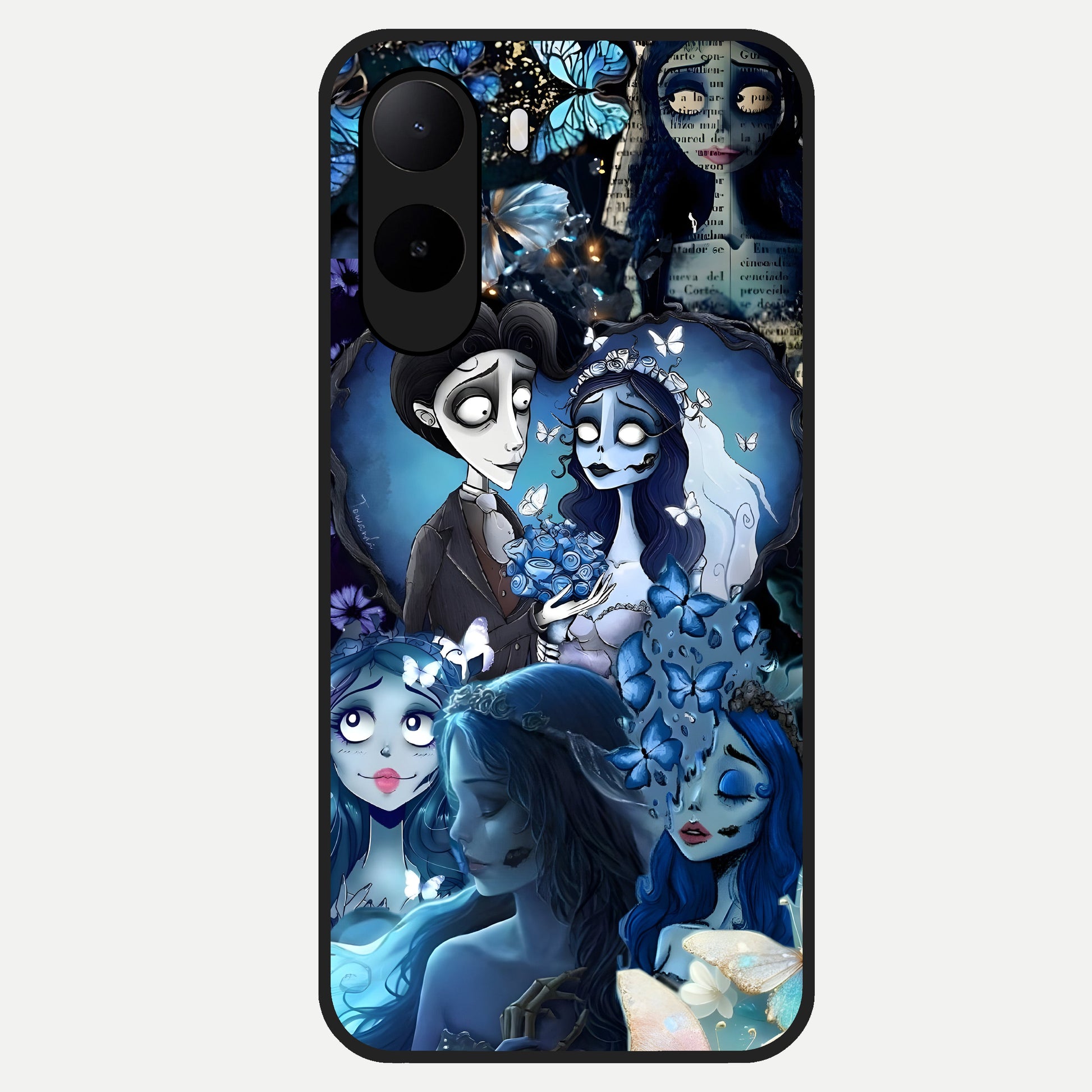  Butterfly Ghost Soul Glass Case For Poco C85x back cover – full design glossy printed glass finish