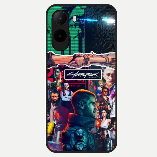  CYBERPUNK Legacy Glass Case For Poco C85x back cover – full design glossy printed glass finish