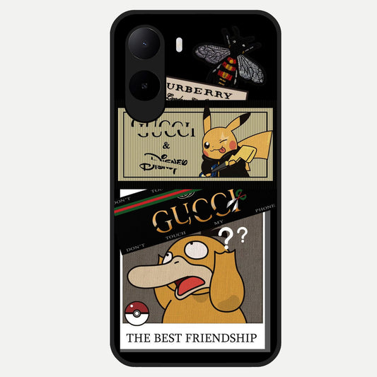  Cartoon Brand Play Mashup Glass Case For Poco C85x back cover – full design glossy printed glass finish