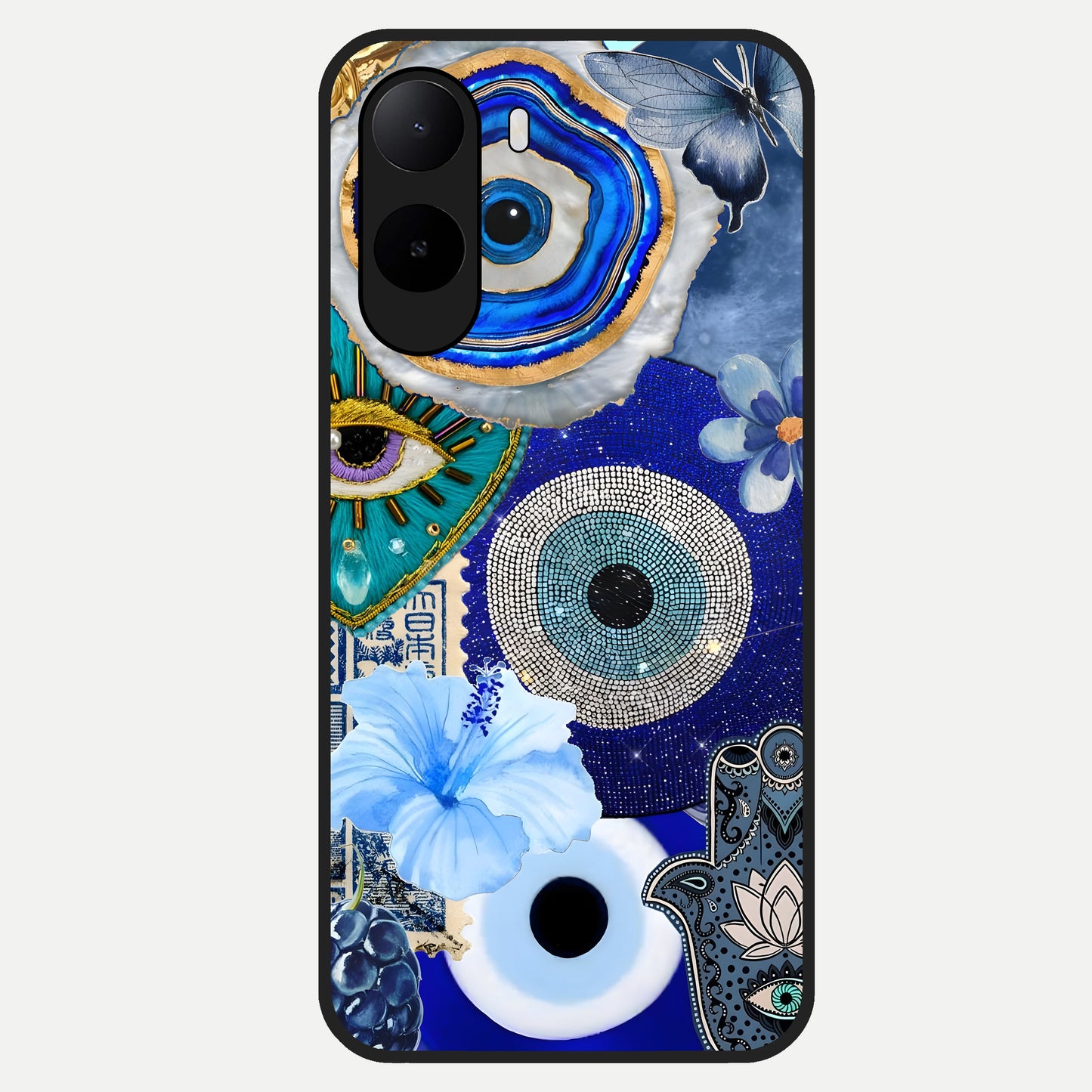  Celestial Blue Vision Glass Case For Poco C85x back cover – full design glossy printed glass finish