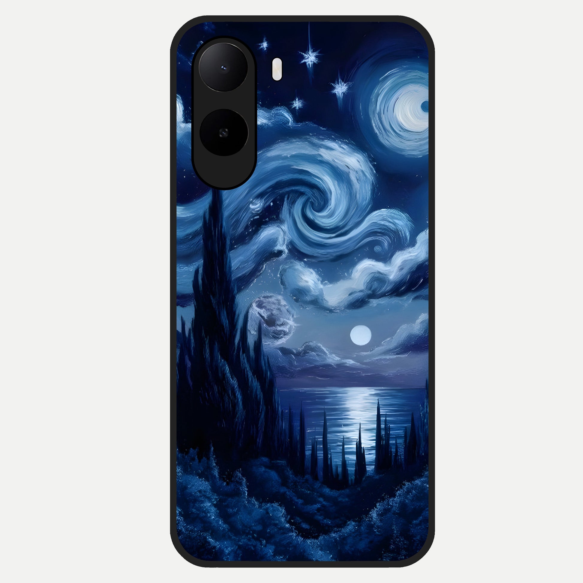  Celestial Dream Van Gogh Glass Case For Poco C85x back cover – full design glossy printed glass finish