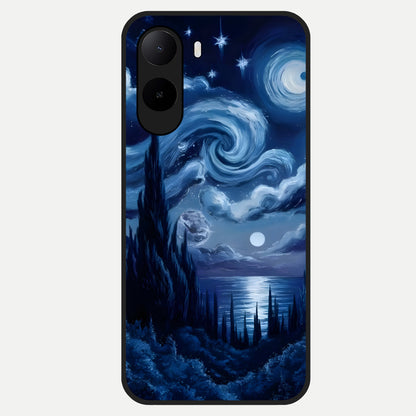  Celestial Dream Van Gogh Glass Case For Poco C85x back cover – full design glossy printed glass finish