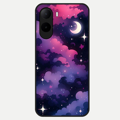  Celestial Moon Magic Glass Case For Poco C85x back cover – full design glossy printed glass finish
