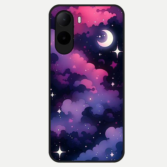  Celestial Moon Magic Glass Case For Poco C85x back cover – full design glossy printed glass finish