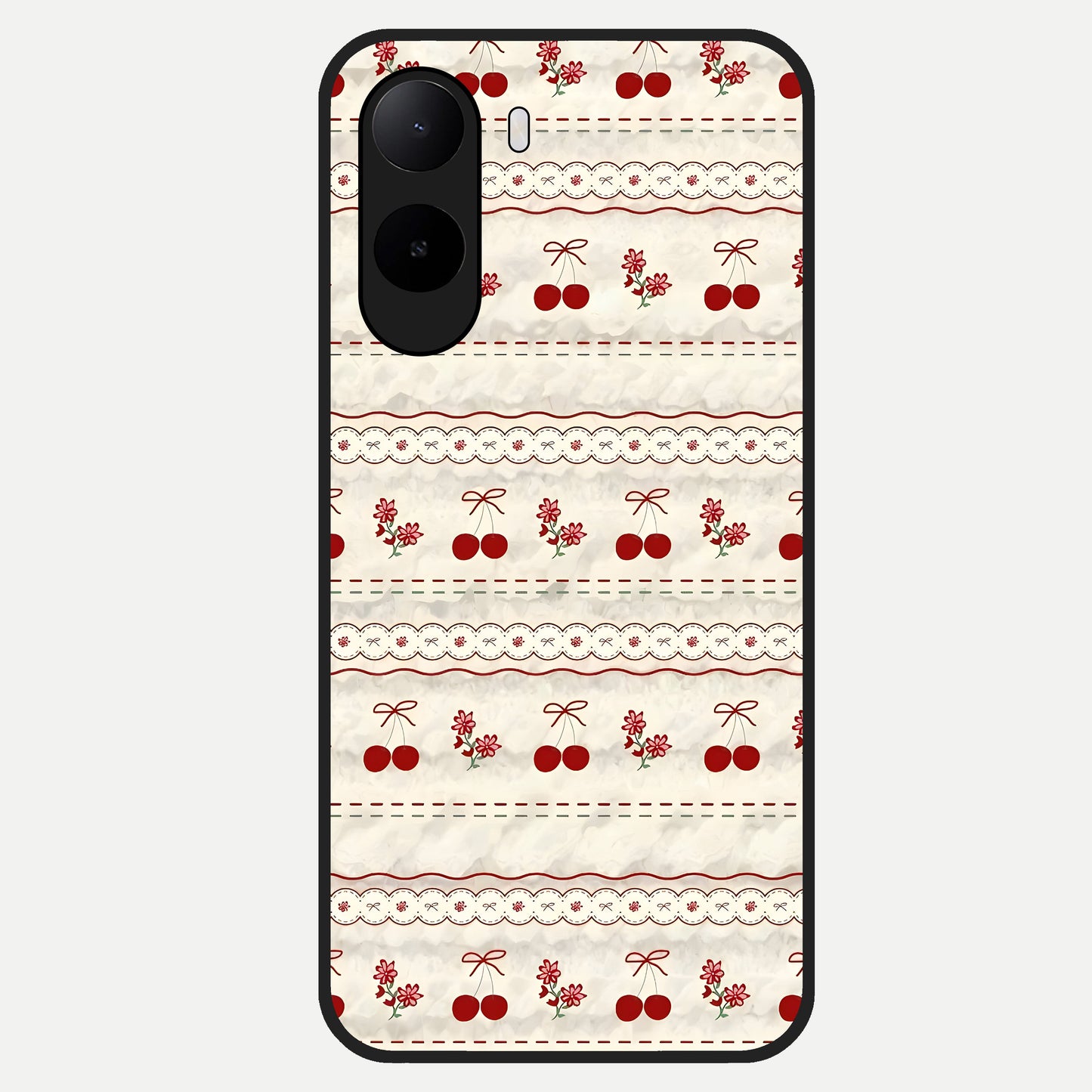  Cherry Bloom Charm Glass Case For Poco C85x back cover – full design glossy printed glass finish