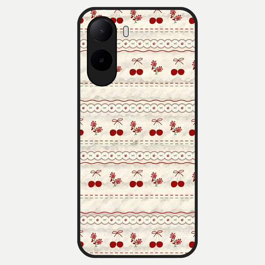  Cherry Bloom Charm Glass Case For Poco C85x back cover – full design glossy printed glass finish