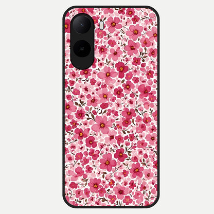 Cherry Blossom Charm Glass Case For Poco C85x back cover – full design glossy printed glass finish