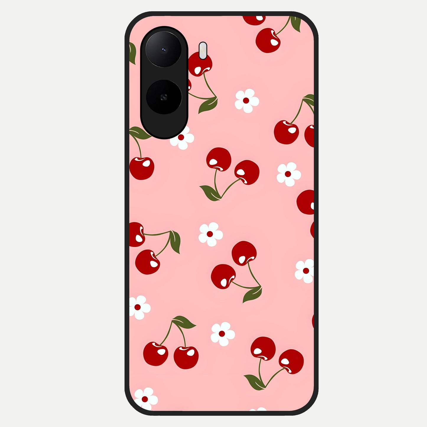  Cherry Love Mood Glass Case For Poco C85x back cover – full design glossy printed glass finish