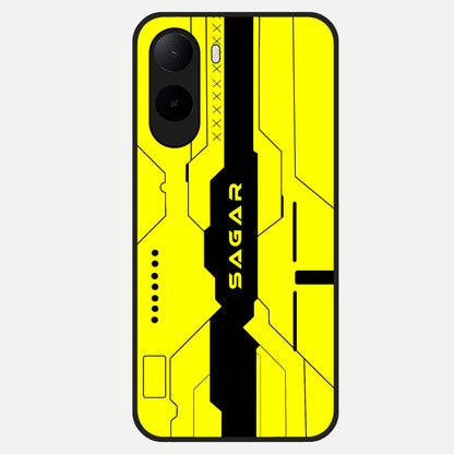  Circuit CYBERPUNK Custom Name Glass Case For Poco C85x back cover – full design glossy printed glass finish