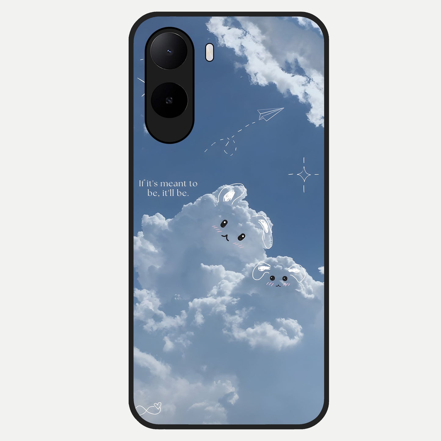  Cloud Bunny Dreams Glass Case For Poco C85x back cover – full design glossy printed glass finish